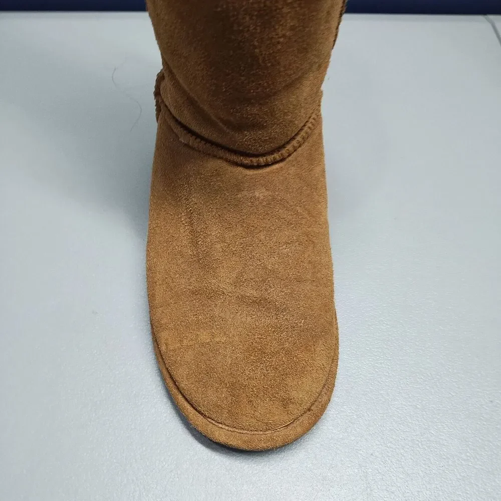 BEARPAW‎ Winter Boots Womens Size 10 Tan Suede Leather Sheepskin Wool Lining